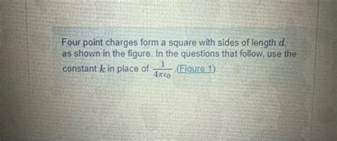 Solved Four Point Charges Form A Square With Sides Of Length