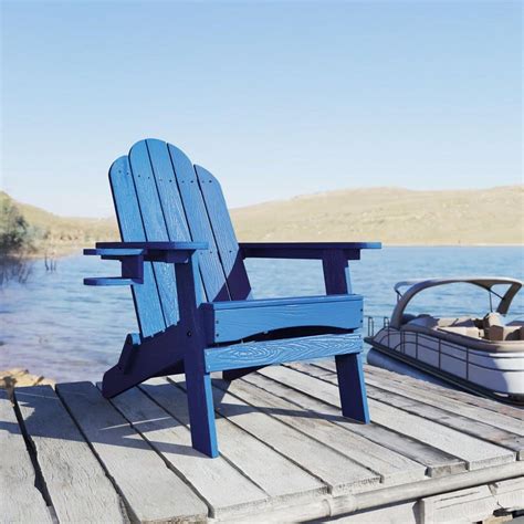 Lue Bona Navy Blue Folding Plastic Adirondack Chair Patio Chairs Lawn