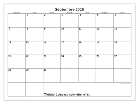 Calendrier à imprimer Discret n 53 Michel Zbinden FR