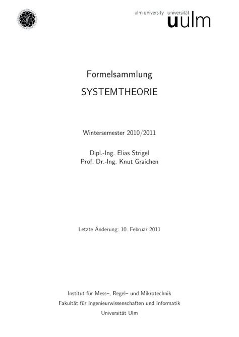 Pdf Formelsammlung Systemtheorie Dokumen Tips