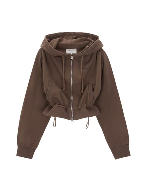 Musinsa Matin Kim String Detail Crop Hoody Zip Up In Brown