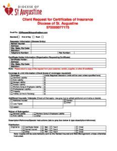 Request For Certificates Of Insurance Fiscal Office Fiscal Office