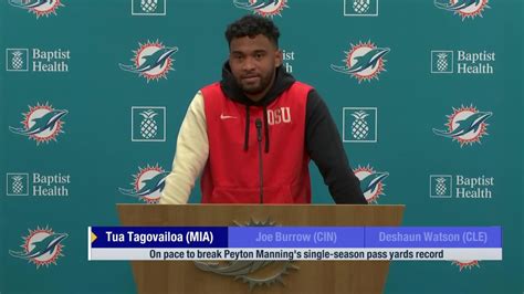 Miami Dolphins Quarterback Tua Tagovailoa Reacts To Being On Pace To