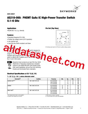 AS218-000 Datasheet(PDF) - Skyworks Solutions Inc.