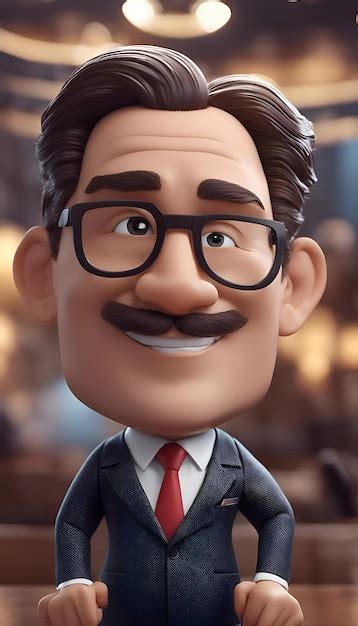 Ilustración 3D de un personaje de dibujos animados hombre de negocios