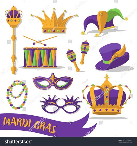 Mardi Gras Carnival Set Icons Design Stock Vector Royalty Free 793193431