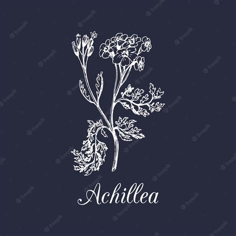 Vector Ilustración De Milenrama Dibujado A Mano Achillea Rama Bosquejo Milenrama Planta Fondo