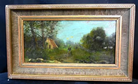 TABLEAU HUILE PAYSAGE animé Barbizon signé époque XIXème EUR 1 00