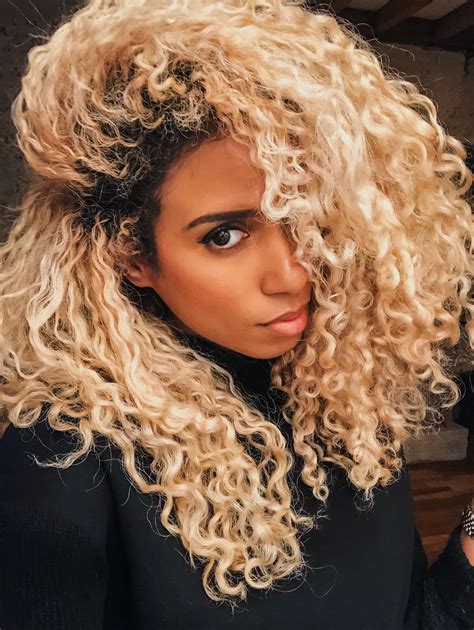 Naturally Curly Platinum Blond Natural Curly Hair Black Woman Haircut