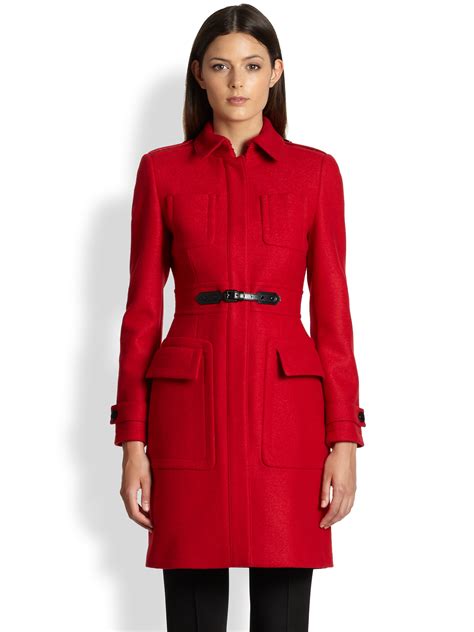 Lyst Burberry Boiled Wool Duffle Coat In Red