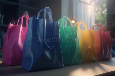 Set Of Color Eco Friendly Shopping Bags A Variety Of Colorful Reusable