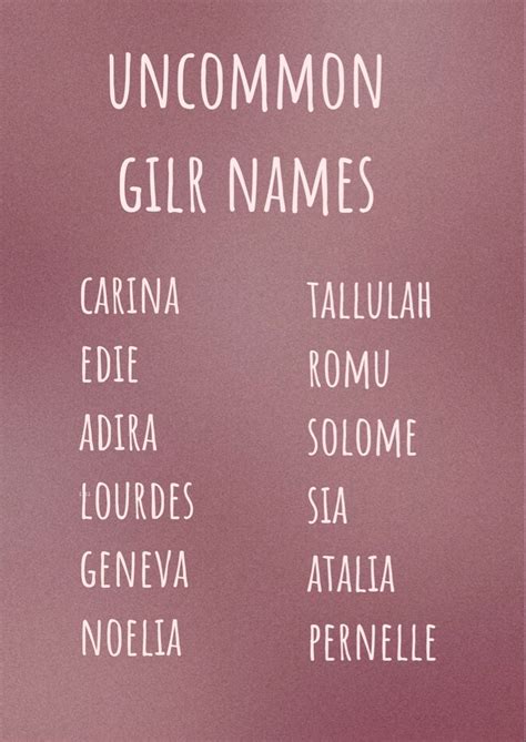 Uncommon Girl Names Artofit