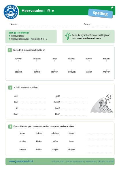 Spelling Schrijven Meervoud F Verandert In V Groep Groep De