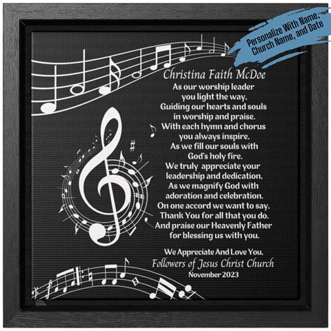 Worship Leader Appreciation Poem Musical Notes And Clef Etsy