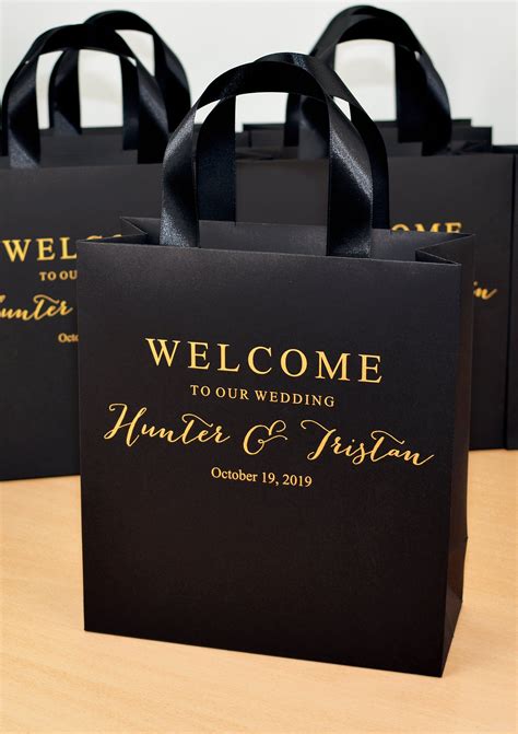 Black Gold Wedding Welcome Bags Elegant Personalized Bag With