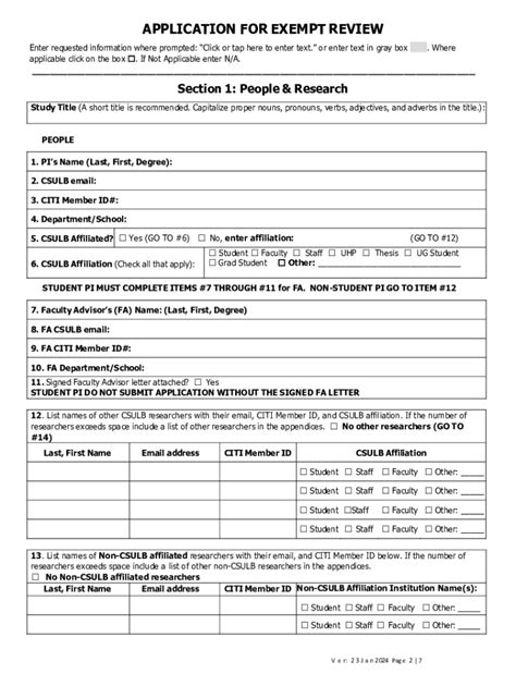 Fillable Online IRB Application For Exempt Review Fax Email Print