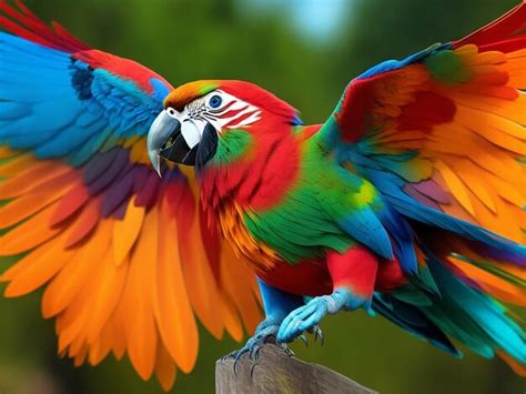 Premium Ai Image A Colorful Parrot Is Standing On A Wooden Post With Its Beak Open