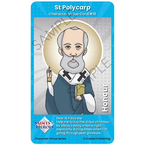 St Polycarp Character Virtue Card - Veritatis.com.au