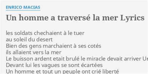 Un Homme A Travers La Mer Lyrics By Enrico Macias Les Soldats