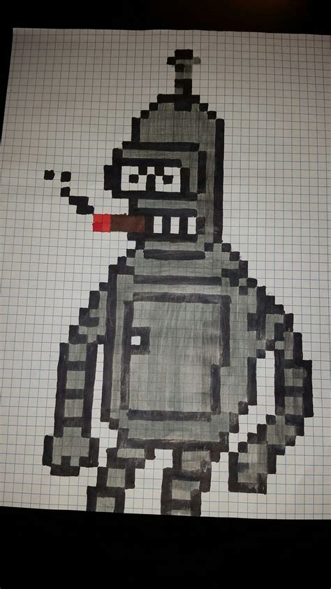 Futurama Bender Pixel Art Dibujos En Cuadricula Punto De Cruz De Pokemon Arte Pixel