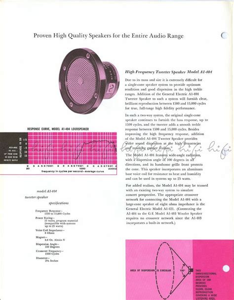 Upgrade Your Audio With General Electric High Frequency Tweeter And Low