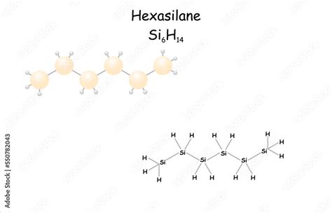 Stylized Molecule Model Structural Formula Of Hexasilane Stock Vector