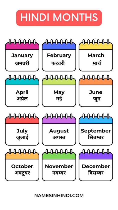 Months Name In Hindi Names In Hindi