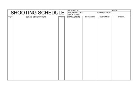 Free Printable Shooting Schedule Templates For Production Pdf Word