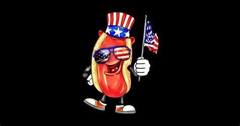 Red White And Blue Hot Dog Holding American Flag Red White And Blue