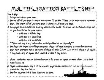 Multiplication Battleship by Jodi Booher | TPT