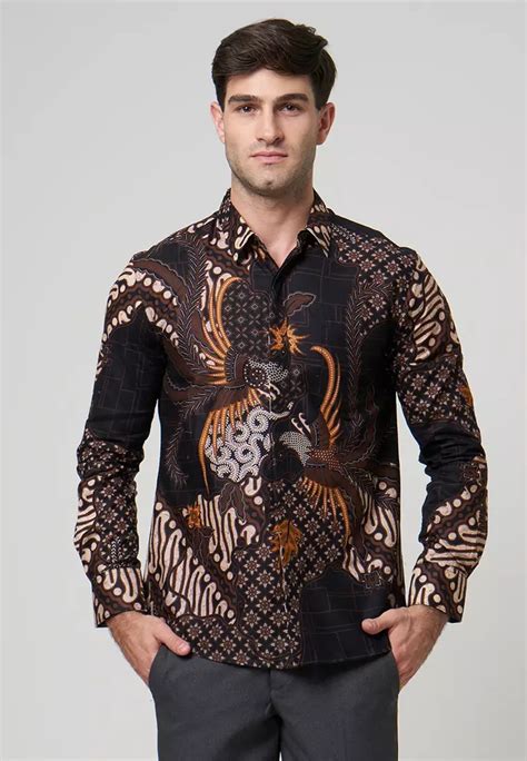 Jual Jayashree Batik Slimfit Dhara Black Kemeja Batik Pria Lengan