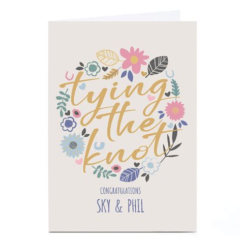 Buy Personalised Bev Hopwood Wedding Card Tying The Knot Florals For Gbp 2 29 Card Factory Uk