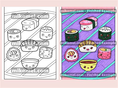 Kawaii Japanese Food Coloring Book 30 Page PDF Etsy