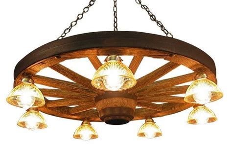 Rustic Wagon Wheel Chandelier Down Lights Rustikaler Kronleuchter