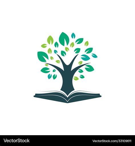 Tree With Book Education Logo Template Royalty Free Vector