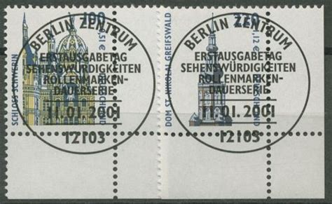 Bund 2001 Sehenswürdigkeiten SWK 2156 57 Ecke 4 mit ESST BERLIN