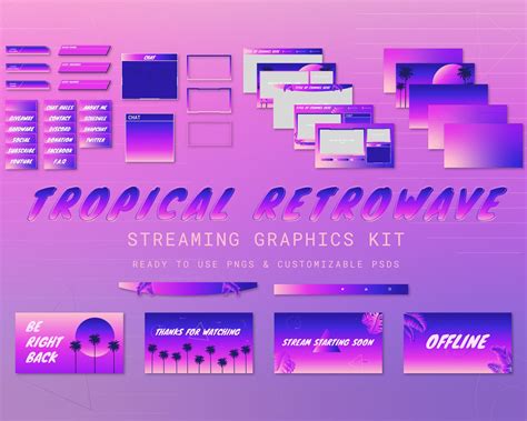 Tropical Retrowave Twitch Stream Overlay Package Etsy