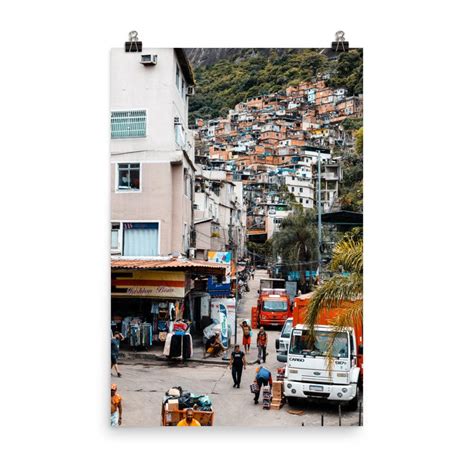 Busy Street in Rocinha Rio De Janeiro Poster, Favela Art, Brazil Print ...