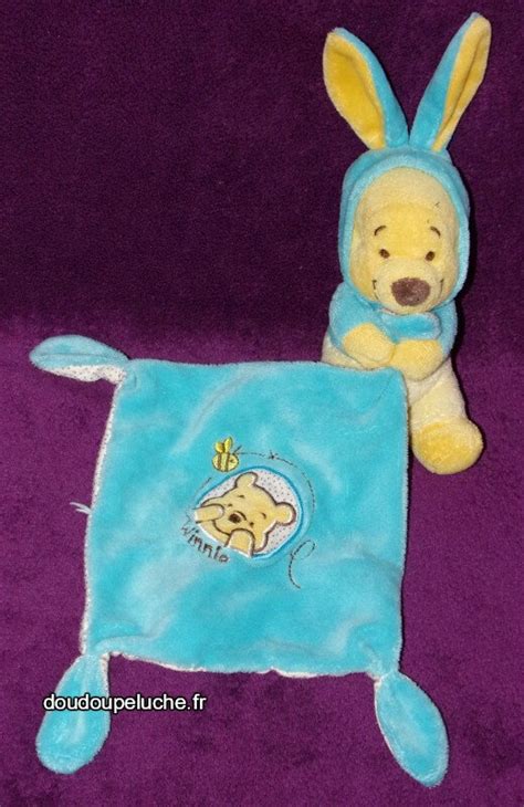 Doudou Winnie L Ourson D Guis En Lapin Nicotoy Disney Bleu Jaune