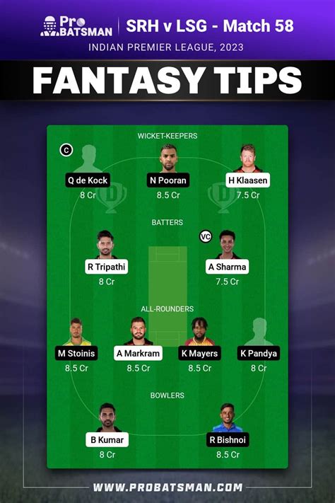 Srh Vs Lkn Dream11 Prediction With Stats Pitch Report And Player Record