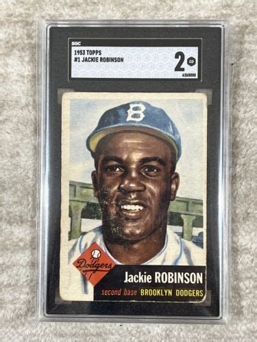 1953 Topps Baseball 1 Jackie Robinson Graded SGC 2 Vintage HOF