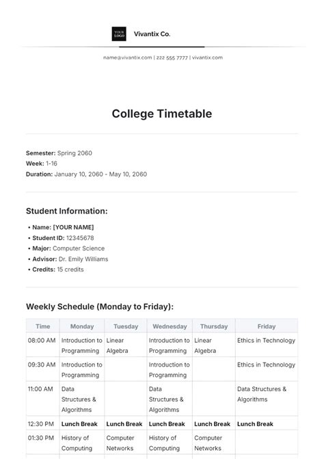 Free Study Timetable Template Edit Online And Download