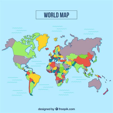 Free Vector Multicolor World Map With Blue Background