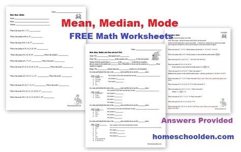 Mean, Median, Mode - Free Math Worksheets - Homeschool Den