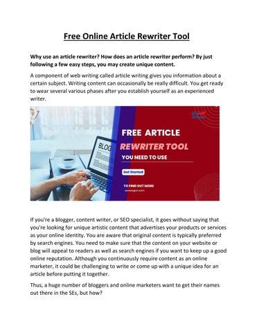 Free Online Article Rewriter Tool By Seo Wagon Issuu