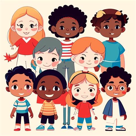 Premium Vector Flat Design Of Multicultural Children In Vector Art