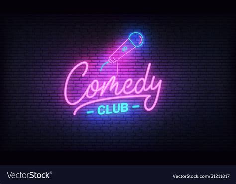 Comedy night neon template lettering Royalty Free Vector