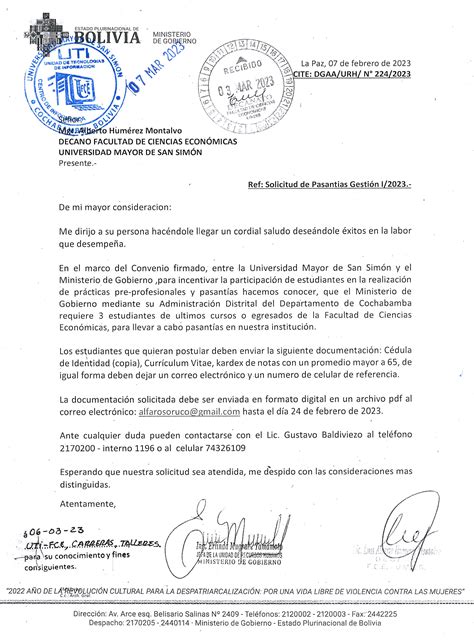 Solicitud De PasantÍa GestiÓn 12023