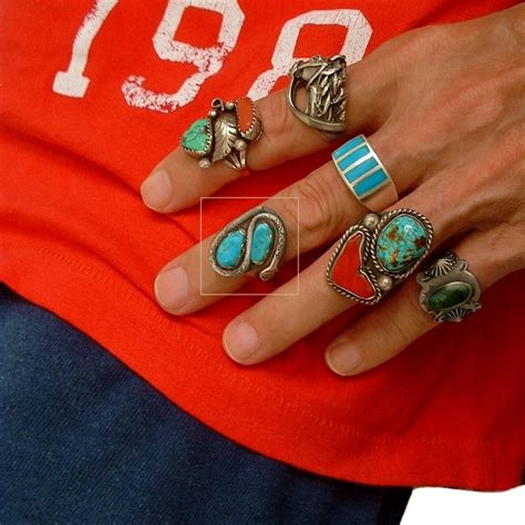 Signed Vintage Native American Navajo Turquoise Ring Snake Motif Solid