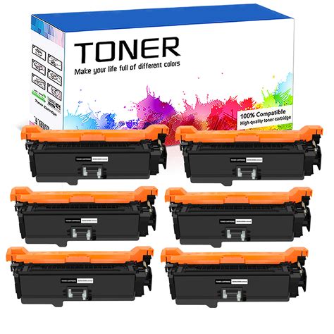 Used 6pk Black Ce250a 504a Toner For Hp Laserjet Cp3520 Cm3530 Cm3530fs